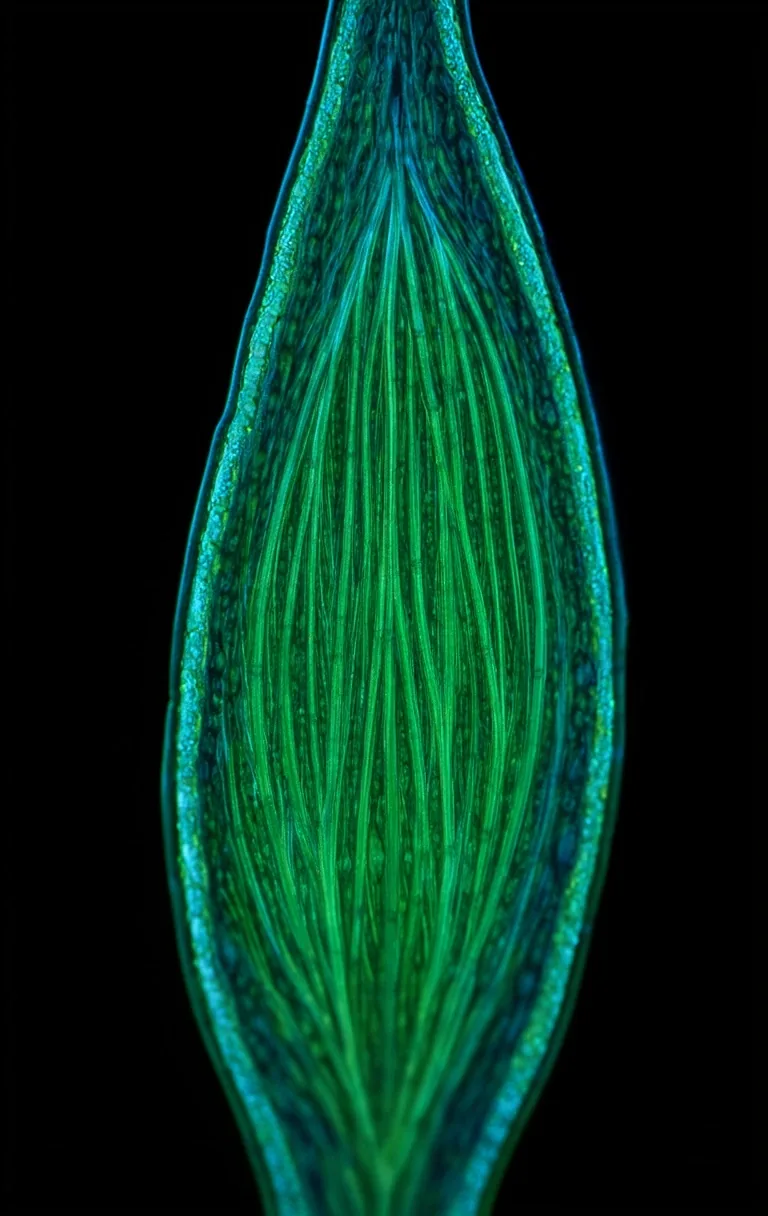 Détail microscopique de fibres végétales